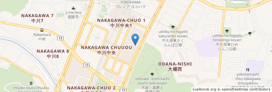 Mapa de ubicacion de 焼き立て ナン&本格カリー プラススパイス en Japão, 神奈川県, 横浜市, 都筑区.
