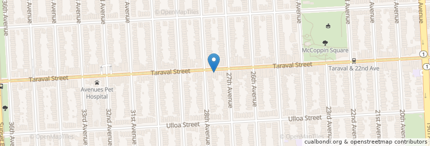 Mapa de ubicacion de Taraval Okazu Ya en Amerika Syarikat, California, San Francisco, San Francisco.
