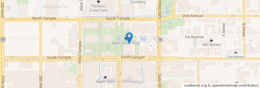 Mapa de ubicacion de Legacy Theater en 미국, 유타 주, Salt Lake County, Salt Lake City.