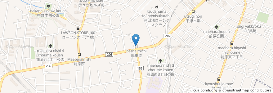 Mapa de ubicacion de 馬車道 en Japão, 千葉県, 船橋市.