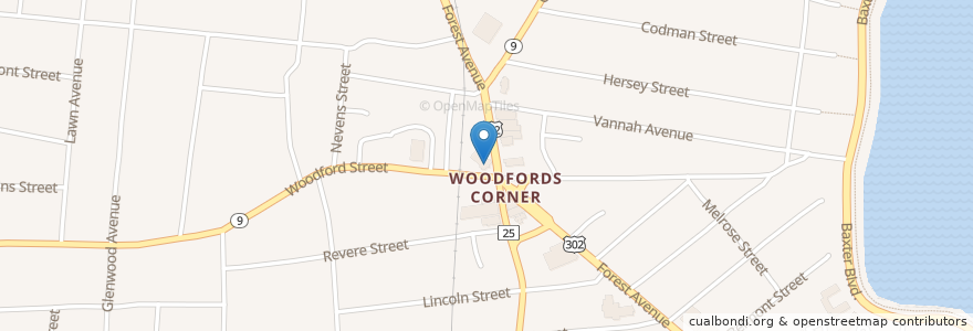 Mapa de ubicacion de Woodford Food and Beverage en Amerika Birleşik Devletleri, Maine, Cumberland County, Portland.