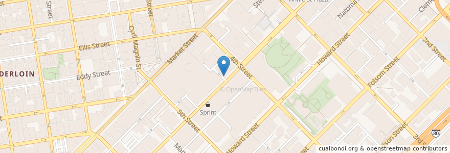 Mapa de ubicacion de Denny's en 미국, 캘리포니아주, 샌프란시스코, 샌프란시스코.