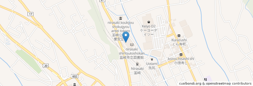 Mapa de ubicacion de 岩下内科医院 en 日本, 山梨県, 韮崎市.