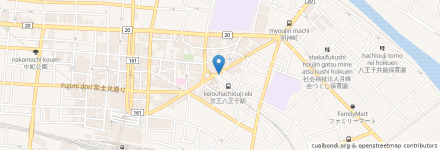Mapa de ubicacion de たましんキャッシュサービスコーナー en Jepun, 東京都, 八王子市.