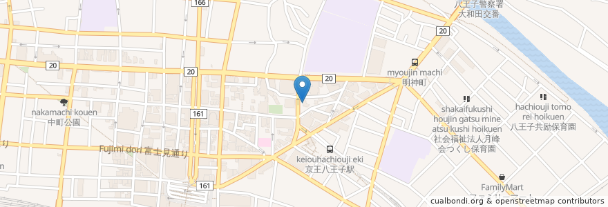 Mapa de ubicacion de 本町調剤薬局 明神町店 en Jepun, 東京都, 八王子市.