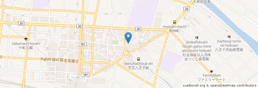 Mapa de ubicacion de 東京天使病院附属駅前クリニック 睡眠呼吸管理センター en Japão, Tóquio, 八王子市.
