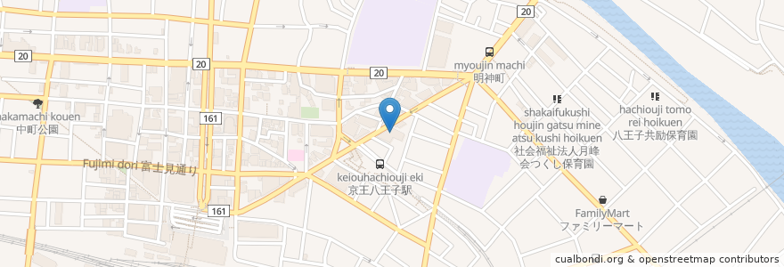 Mapa de ubicacion de 新生銀行 en Jepun, 東京都, 八王子市.