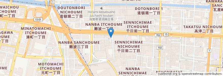 Mapa de ubicacion de 牛かつ もと村 en 日本, 大阪府, 大阪市, 中央区.