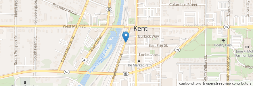 Mapa de ubicacion de Venice Cafe en Estados Unidos Da América, Ohio, Portage County, Kent.