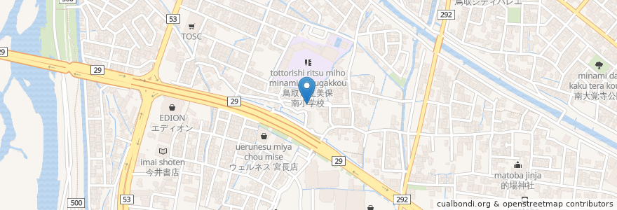 Mapa de ubicacion de 宮長神社 en 日本, 鳥取県, 鳥取市.