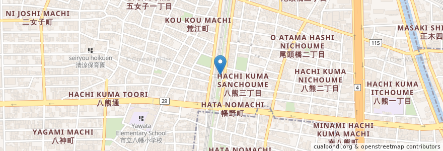 Mapa de ubicacion de えんえん en 日本, 愛知県, 名古屋市, 中川区.