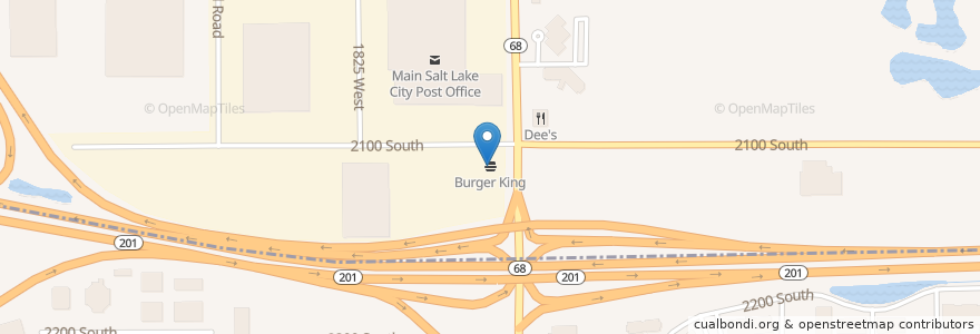 Mapa de ubicacion de Burger King en アメリカ合衆国, ユタ州, Salt Lake County, Salt Lake City.