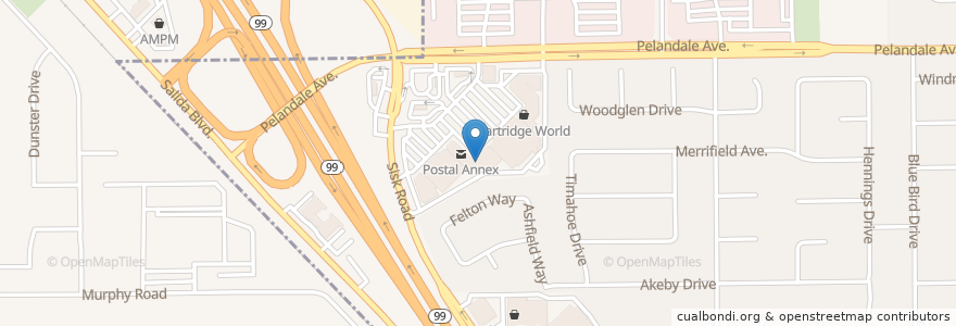 Mapa de ubicacion de Sisk Veterinary Hospital en United States, California, Stanislaus County, Modesto.