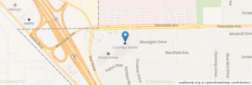 Mapa de ubicacion de Me n Ed's Pizza en United States, California, Stanislaus County, Modesto.