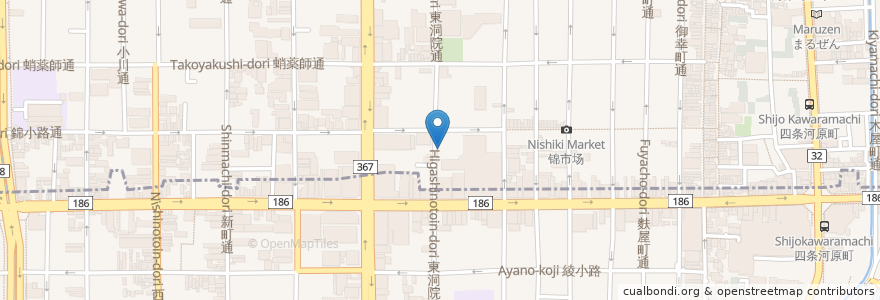 Mapa de ubicacion de Kairikiya Ramen かいりきやラーメン en Japan, Präfektur Kyōto, 京都市, 中京区.