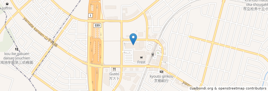 Mapa de ubicacion de コクミン ドラッグ en 日本, 京都府, 京田辺市.