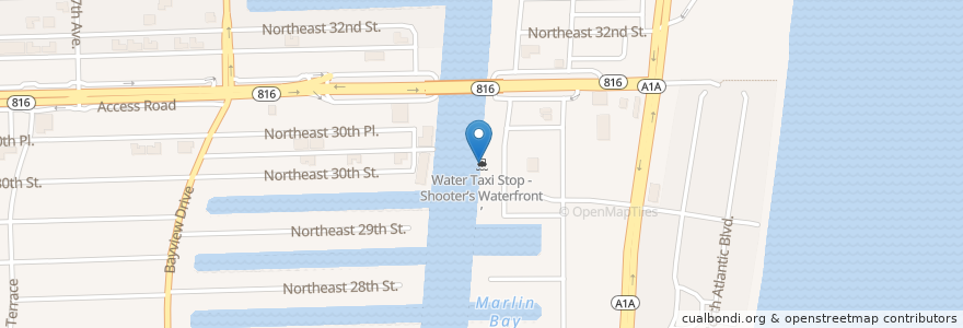 Mapa de ubicacion de Water Taxi Stop - Shooter’s Waterfront en États-Unis D'Amérique, Floride, Broward County, Fort Lauderdale.