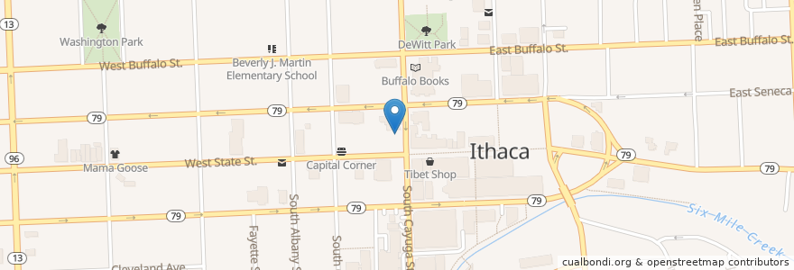 Mapa de ubicacion de Bandwagon Brewery and Restaurant en 미국, 뉴욕, Tompkins County, Ithaca Town, Ithaca.