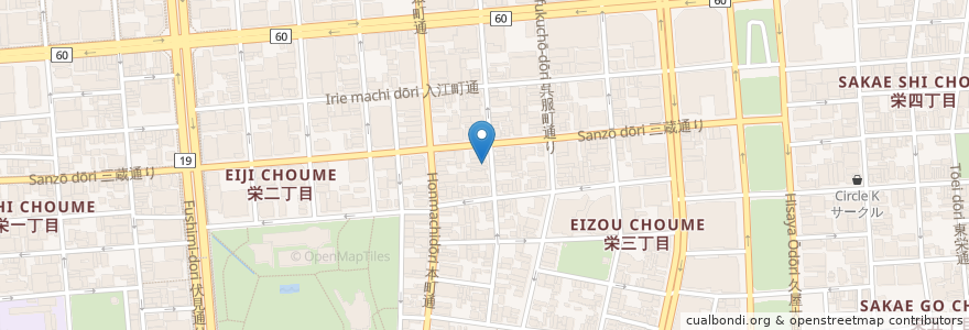 Mapa de ubicacion de Sampa en 日本, 愛知県, 名古屋市, 中区.