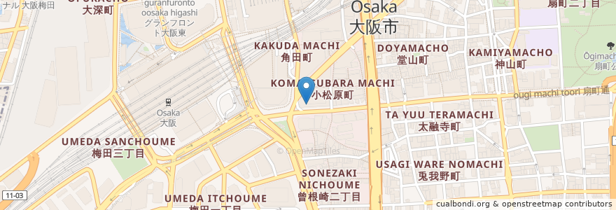 Mapa de ubicacion de かんじん堂 en Japon, Préfecture D'Osaka, 大阪市, 北区.