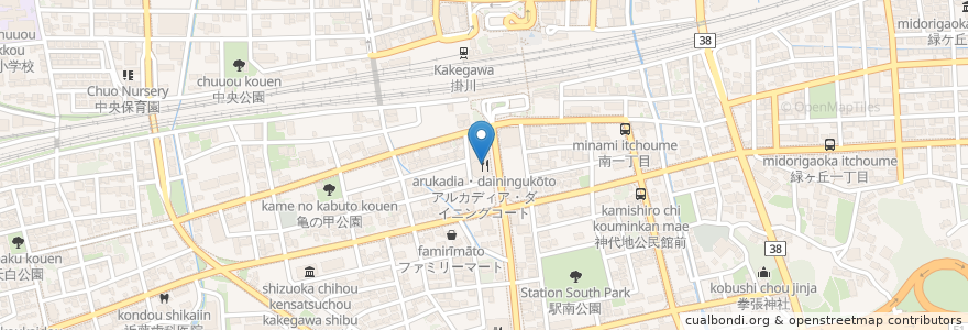 Mapa de ubicacion de アルカディア・ダイニングコート en Japão, 静岡県, 掛川市.