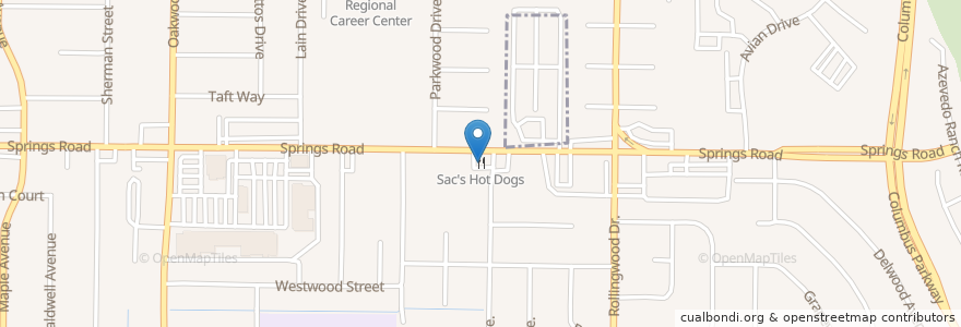 Mapa de ubicacion de Sac's Hot Dogs en États-Unis D'Amérique, Californie, Solano County, Vallejo.