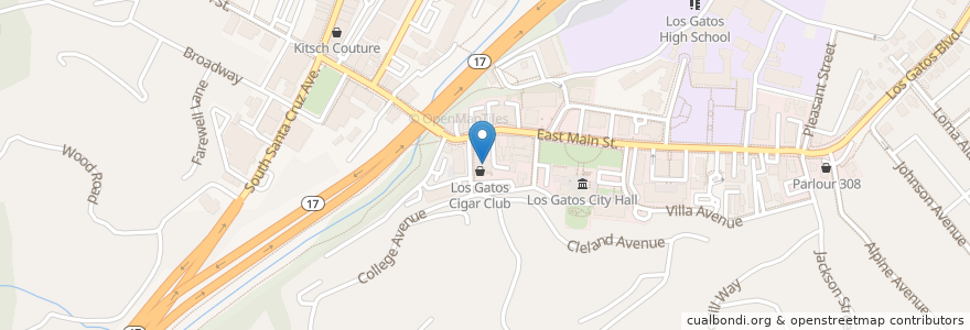 Mapa de ubicacion de Nick's Next Door en Estados Unidos Da América, Califórnia, Santa Clara County, Los Gatos.