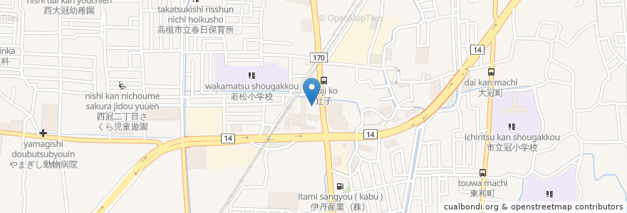 Mapa de ubicacion de ホテルマリアテレジア en Giappone, Prefettura Di Osaka, 高槻市.