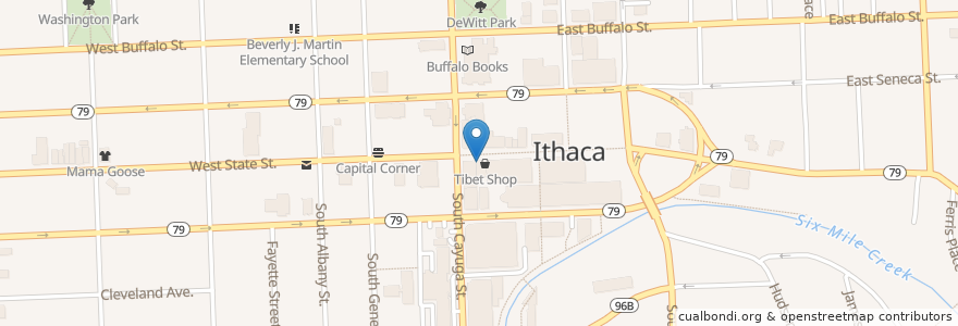 Mapa de ubicacion de 15 Below en 미국, 뉴욕, Tompkins County, Ithaca Town, Ithaca.