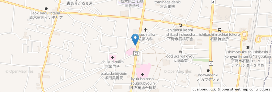Mapa de ubicacion de どい歯科 en 日本, 栃木県, 下野市.
