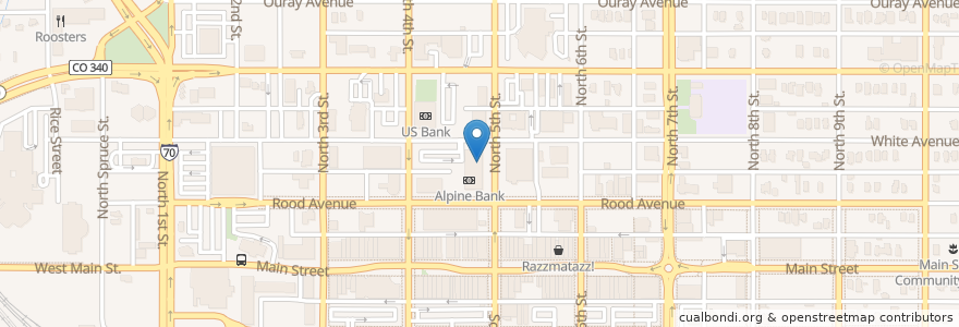 Mapa de ubicacion de Bin 707 Food Bar en Verenigde Staten, Colorado, Mesa County, Grand Junction.