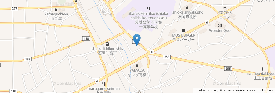 Mapa de ubicacion de ごとう内科 en 日本, 茨城県, 石岡市.