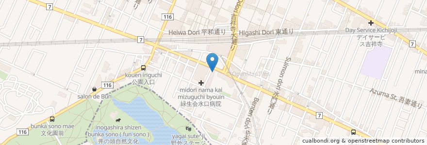 Mapa de ubicacion de 山梨中央銀行 en Japan, 東京都, 武蔵野市.