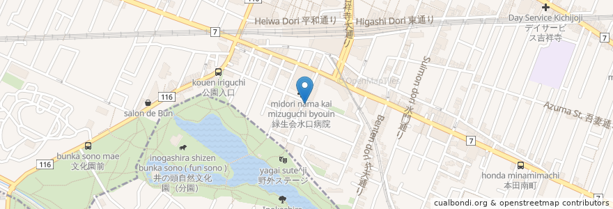 Mapa de ubicacion de 清水歯科 en Giappone, Tokyo, 武蔵野市.