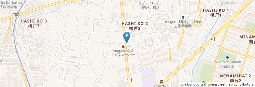 Mapa de ubicacion de 星乃珈琲瀬谷店 en اليابان, كاناغاوا, 横浜市, 瀬谷区.