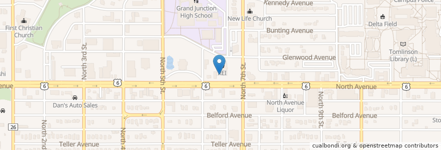 Mapa de ubicacion de Old Man Grill en Estados Unidos Da América, Colorado, Mesa County, Grand Junction.