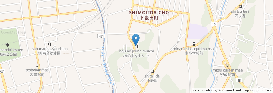 Mapa de ubicacion de 坊の上なむいち en اليابان, كاناغاوا, 藤沢市, 横浜市.