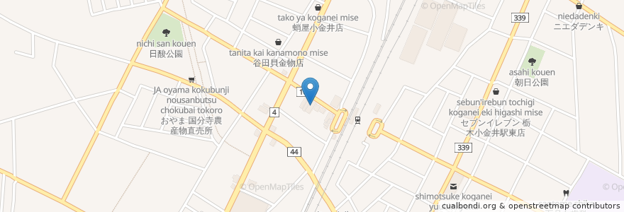 Mapa de ubicacion de 足利銀行 en Japan, Tochigi Prefecture, Shimotsuke.