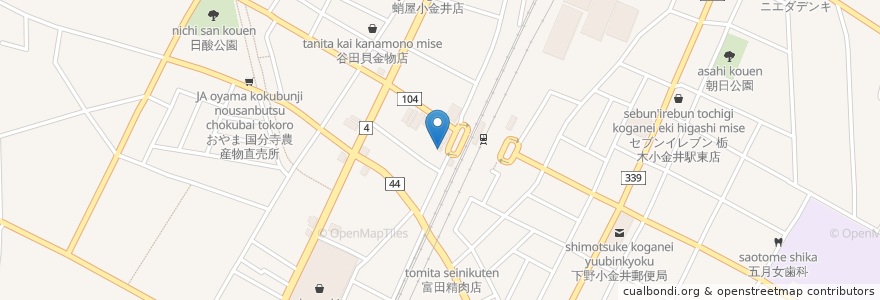 Mapa de ubicacion de 下野警察署 小金井駅前交番 en Japonya, 栃木県, 下野市.