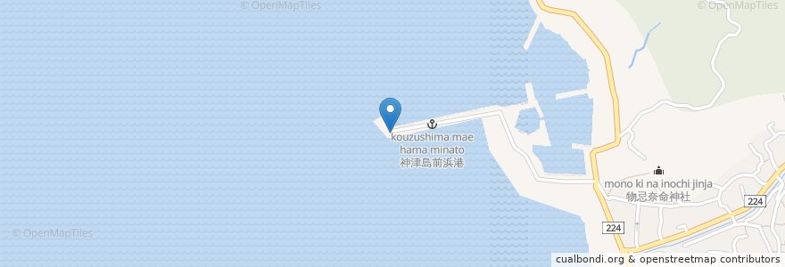 Mapa de ubicacion de 前浜港 en 日本, 东京都/東京都, 大島支庁, 神津島村.