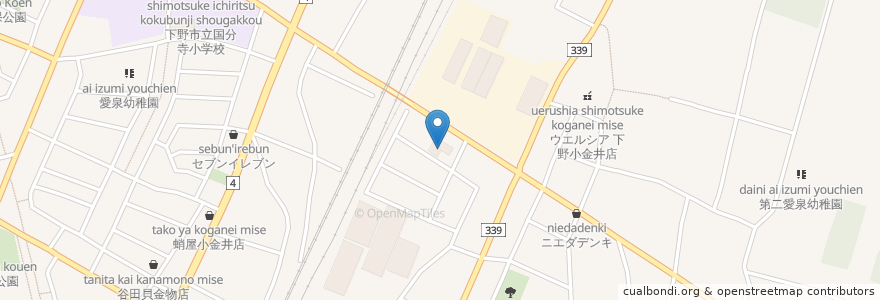 Mapa de ubicacion de 下野市立国分寺図書館 en Japan, Präfektur Tochigi, 下野市.