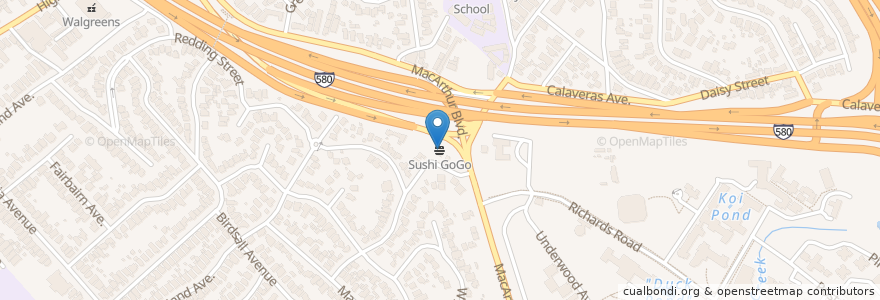 Mapa de ubicacion de Sushi GoGo en États-Unis D'Amérique, Californie, Comté D'Alameda, Oakland.