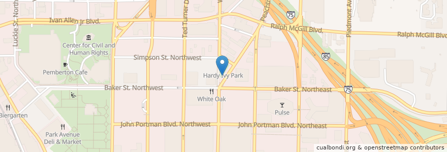 Mapa de ubicacion de Hardy Ivy Park en Stati Uniti D'America, Georgia, Fulton County, Atlanta.