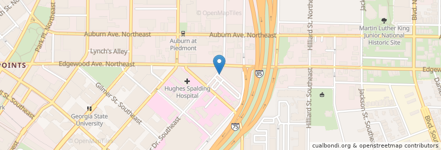 Mapa de ubicacion de Sweet Auburn Market en 미국, 조지아, Fulton County, Atlanta.