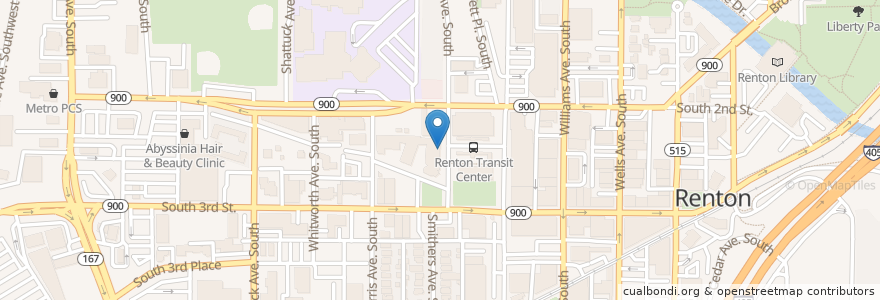 Mapa de ubicacion de Bai He Chinese School en 미국, 워싱턴, King County, Renton.