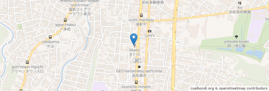 Mapa de ubicacion de きたの en Giappone, Prefettura Di Shizuoka, Hamamatsu, 中区.