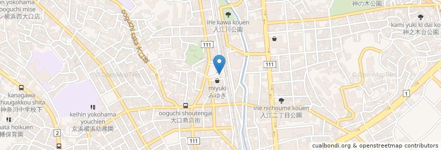Mapa de ubicacion de 餃子の王将 en ژاپن, 神奈川県, 横浜市, 神奈川区.