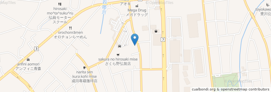 Mapa de ubicacion de 北海道レストラン en Japon, Préfecture D'Aomori, 弘前市.
