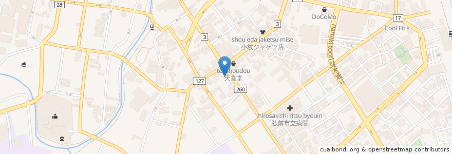 Mapa de ubicacion de とりでん弘前土手町店 en ژاپن, 青森県, 弘前市.