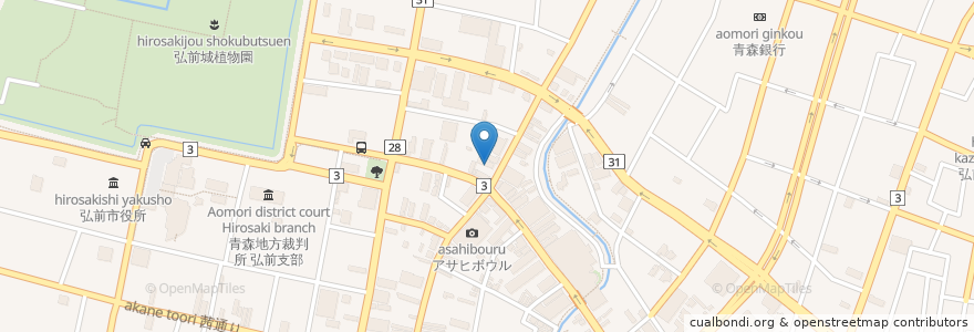 Mapa de ubicacion de 青い森信用金庫 弘前支店 en اليابان, محافظة آوموري, 弘前市.